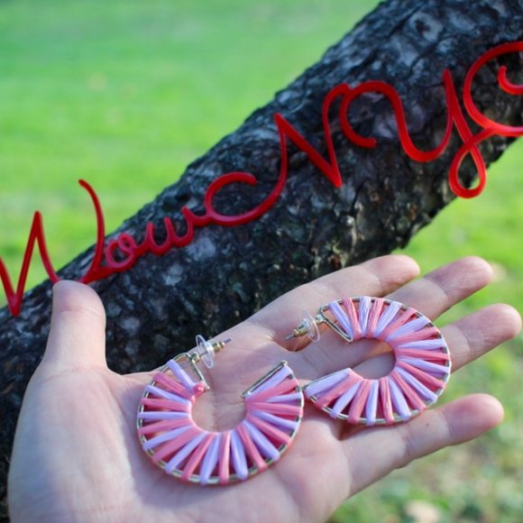 ANTHRO x BaubleBar Boho Bolo Raffia Hoop Earrings - Picture 3 of 12